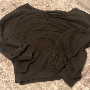 American Eagle Outfitters Dark Green Off-the-Shoulder Sweater Casual Pullover